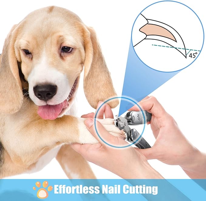 Best Dog Nail Trimmer for Anxiety Sensitive Dog, Silent Sharpest Smoothest Dog Nail Clippers for Thick Nail Large Dogs, 3-in-1 Build-in Comb & Nail File, Heavy Duty Professional Canine Nail Clipper