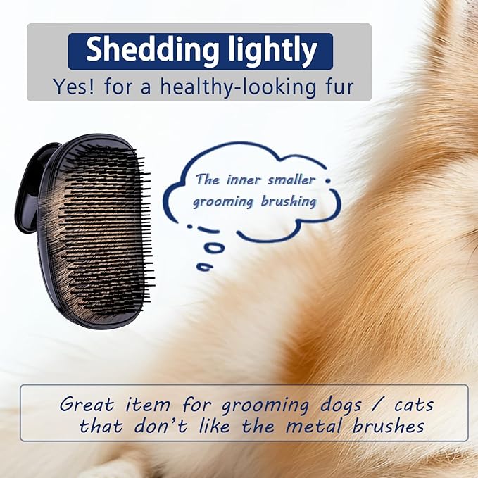 All-purpose Dog Shampoo Bath Brush,Pet Grooming & Soothing Massage Silicone Brush,Fits Ergonomically in the Hand for Long Short Haired Dogs and Cats(Black Purple)