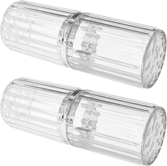 Abaodam 2pcs Portable Travel Toothbrush Cup Case for Camping and Bathroom Use, Reusable Pet and Abs Toothbrush Holder with Easy Cleaning Feature, Lightweight Toothpaste Storage Container