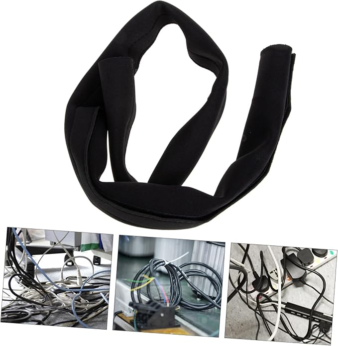 DOITOOL Flexible Neoprene Cord Management Sleeve Cable Wrap Cover for Desk Computer and Office Organization Protects Wires from Pets Bending and Tangles Sleek