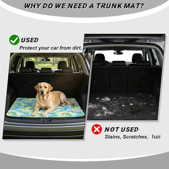 Howilath Green Spiral Tie Dye Trunk Liner Car Trunk Mat All Weather SUV Cargo Liner, Trunk Mats for Cars Durable Rear Trunk Mat, Non-Slip Universal Vehicle Interior Protection