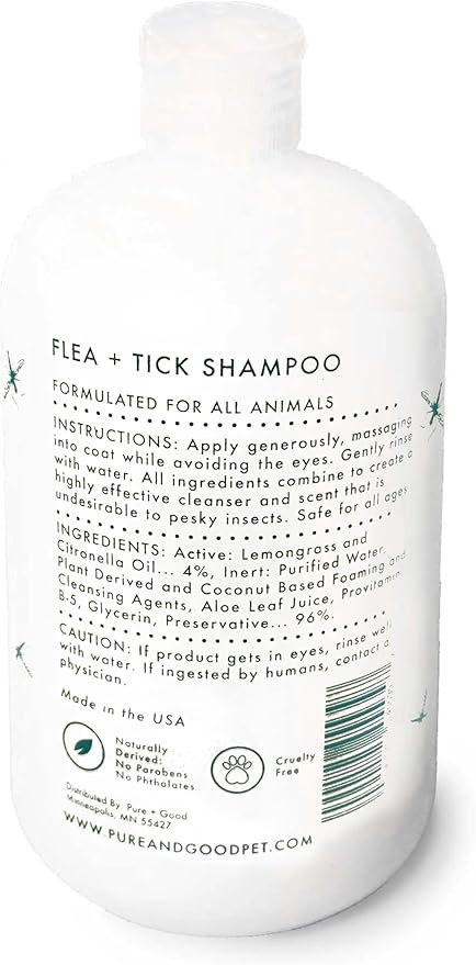 Pure + Good - Shampoo and Conditioner Set, Formulated for All Pets, Gentle and Cleansing, Made in The USA, Cruelty Free, 16 fl oz (Flea + Tick)