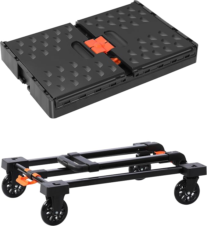 Collapsible Rolling Crate with Wheels Heavy Duty Storage Crate Utility Cart | Teacher & Crafter Friendly Large Storage Crate 160 lb Capacity 2-in-1 Detachable Folding Hand Truck for Everyday Hauling
