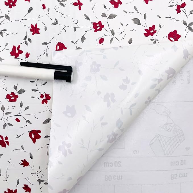Yifely Red Rural Floral Shelf Liner Locker Decor Sticker Self-Adhesive Furniture Paper 17.7 Inch by 9.8 Feet