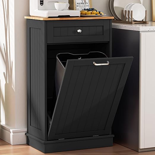 Spurgehom Trash Can Cabinet 13 Gallon, Garbage Cabinet with Drawer