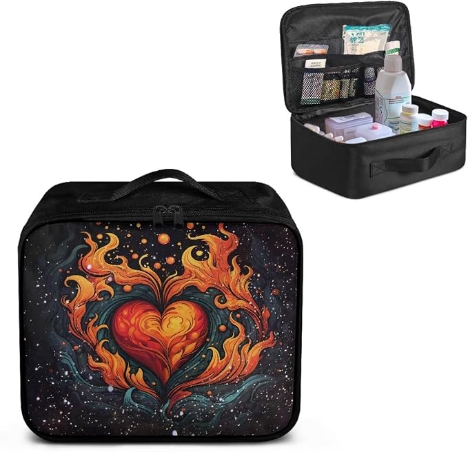 First Aid Bag Empty Medium Love Heart-Shaped Medical Bag Empty Travel Medicine Bag Pattern First Aid Pouch Empty Travel Rescue Pouch First Responder Storage Medicine Emergency Bag