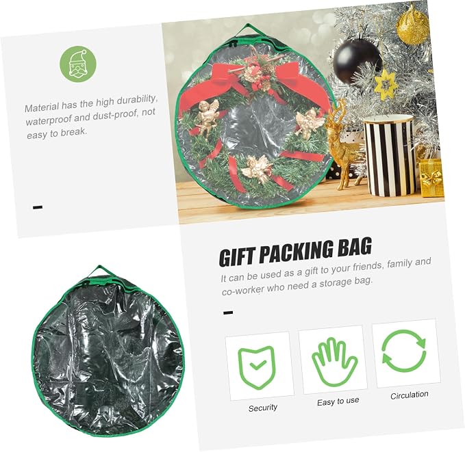 1pc Storage Bag for Wreaths Clear Window Design Container for Holiday Decorations for Christmas Party Supplies Storage