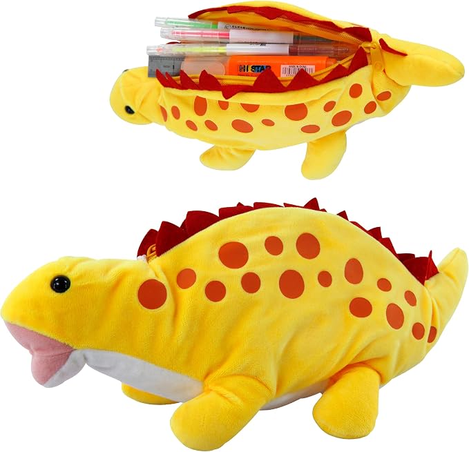 BB FUN HOUSE Pencil Case for Kids, 3D Plush Animal Dog Dinosaur Pencil Pouch Soft Stationery Storage Pen Bag for Girls and Boys School Supplies