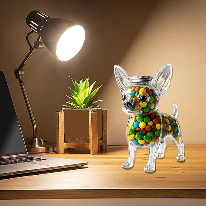 Dog Themed Air Tight Glass Snacks Jar, Secure Lid Storage Container for Cookie Coffee Dog Pet Treats Kitchen Counter Organizer