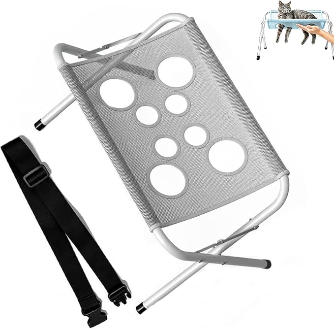 Pet Grooming Hammock Hanging Harness, 2-in-1 Dog Bath Hammock with Stand (Grey)