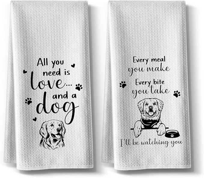 Kitchen Towels - Funny Dishcloth, Polyester Bar Drying Hand Cloth, Bathroom Decorations, High Absorbent Tea Towel - Dog Lover, Owner, Mom Hostess Housewarming Gifts