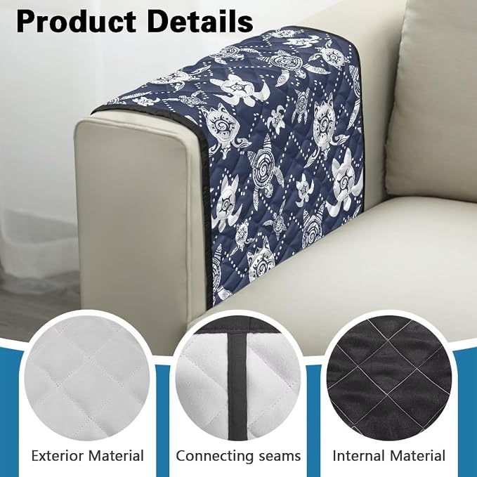 Sea Turtle Couch Arm Covers Stretch Armchair Cover, Anti-Stains Arm Chair Slipcover Washable Sofa Arm Covers Furniture Protector Cover Office Chair Armrest Protector