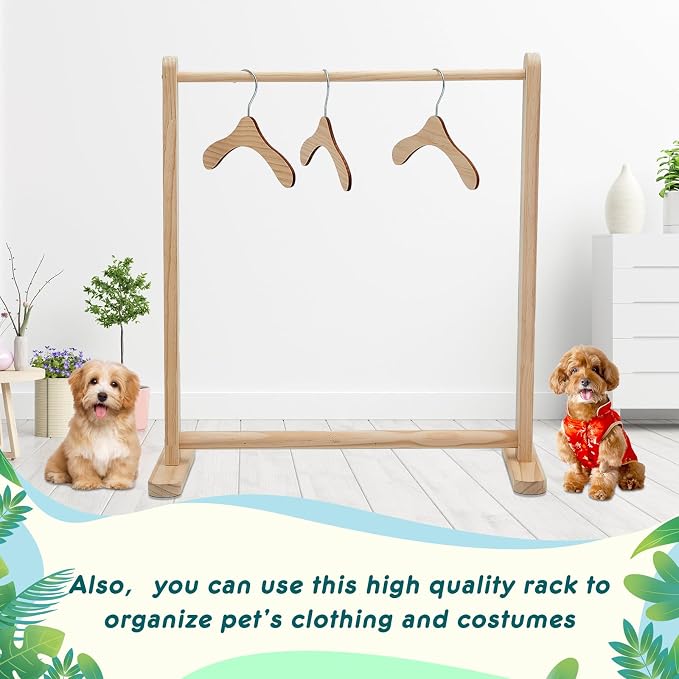 Barydat 2 Pcs Small Wooden Rack Dress up Storage 22.1 W x 9.5 D x 24.4 H Mini Clothes Rack for Doll Clothes Storage Organizer Gift for Parents