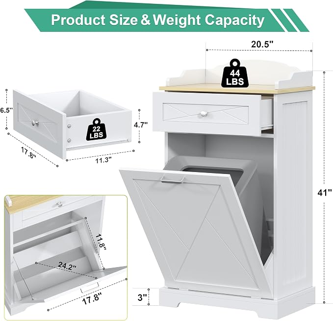 kepptory Dog Feeding Station with Storage Drawer, Pet Organizers and Storage Adjustable Shelf, Dog Feeder Station, Pet Storage Cabinet for Cats and Dogs