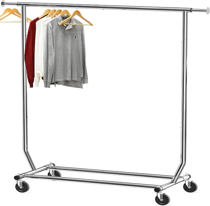 Simple Houseware Supreme Commercial Grade Clothing Garment Rack, Chrome | Holds Up to 250 lbs, Extendable Width from 50.25 to 75.25 Inches