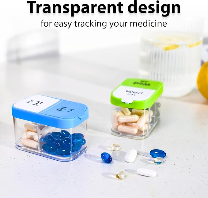 Extra Large Pill Organizer – Weekly Pill Box 7 Day AM PM for Big Vitamins & Supplements, Large Capacity Medication Dispenser with 7 Detachable Compartments, XL Pill Organizer 2 Times a Day