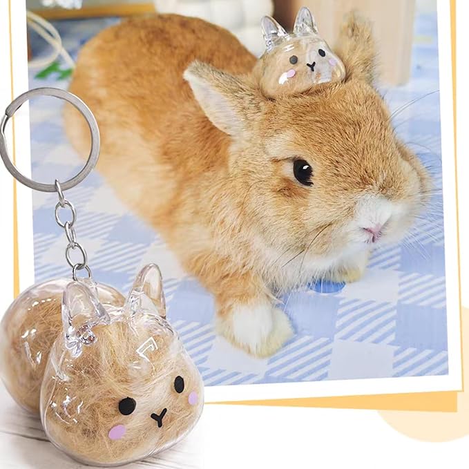 Rabbit Hair Keychain Transparent Pet Fur Keepsake with Tweezer | Portable Rabbit Fur Keychain DIY Pet Hair Memorial Keepsake Bunny Hairs Collector Charm Storage Box, Rabbits Lover Gifts