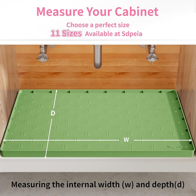 Sdpeia Under Sink Mat 31"×22" Waterproof Silicone Cabinet Liner & Sink Protector for Kitchen & Bathroom, Multi-Purpose Organizers Tray for Pets, Laundry, Cat Litter Mat