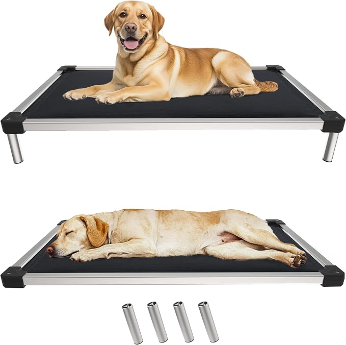 FXW TitanNest Padded Chew-Proof Elevated Dog Bed for Extra-Large Dogs | Easy to Clean, Pre-assembly Raised Cot, Indoor/Outdoor/Camping, 56 x 31 x 7.3in