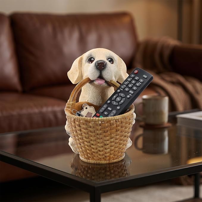 Cute Labrador Candy Bowl, Resin Dog Figurine Key Bowl for Entryway Table, Desktop Storage Basket Organizer for Desk, Unique Dog Lover Gift