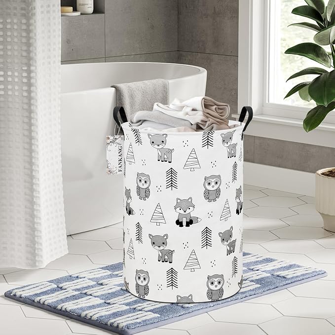 Storage Bin Foldable Nursery Organizer Basket Owl Animal | Foldable with Waterproof PE Coating Organizer Bin for Kids Boys and Girls,Office,Bedroom,Clothes