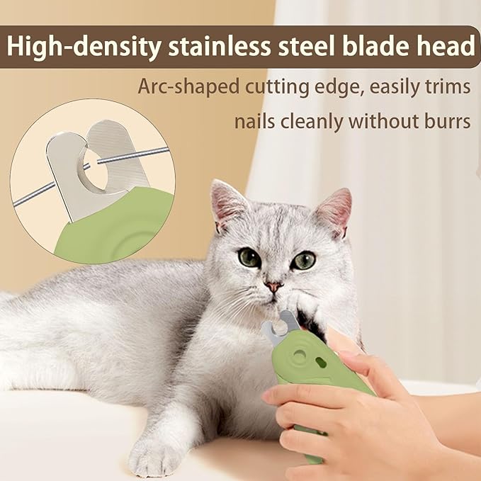 LED Dog Nail Clipper with Light, Illuminate Nails and Bloodline for Safe Trimming, with Nail File, Transparent Guard and Safety Lock, Suitable for Cats and Dogs-Green