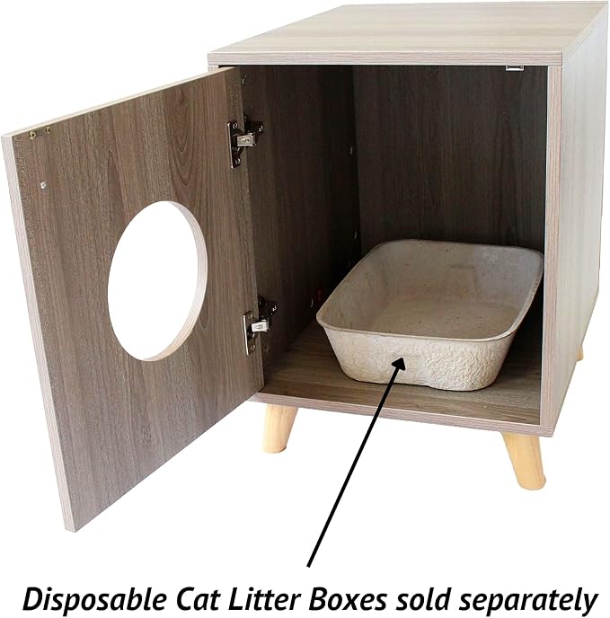 Midlee Hidden Cat Litter Box Furniture- Small- Wood Enclosure Nightstand Table Pet Washroom