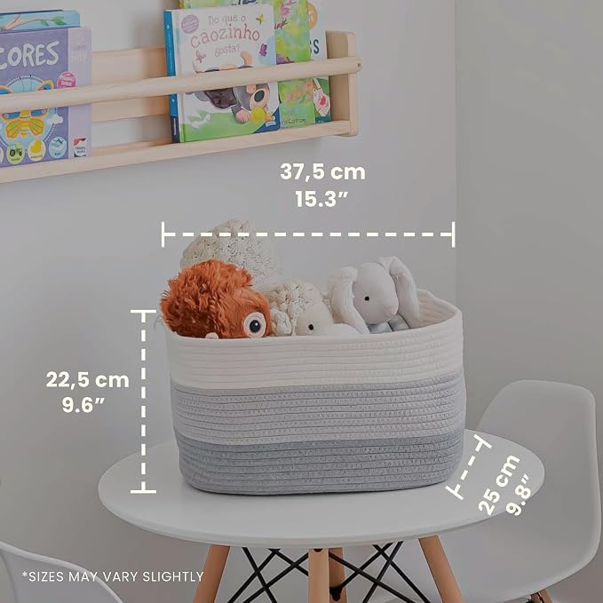 OrganiHaus Cotton Rope Baskets for Shelves, Set of 3, 15x9x10 | Handwoven; a toy bin and organizer for towels, books, or blankets; fits nursery, playroom, or bedroom decor