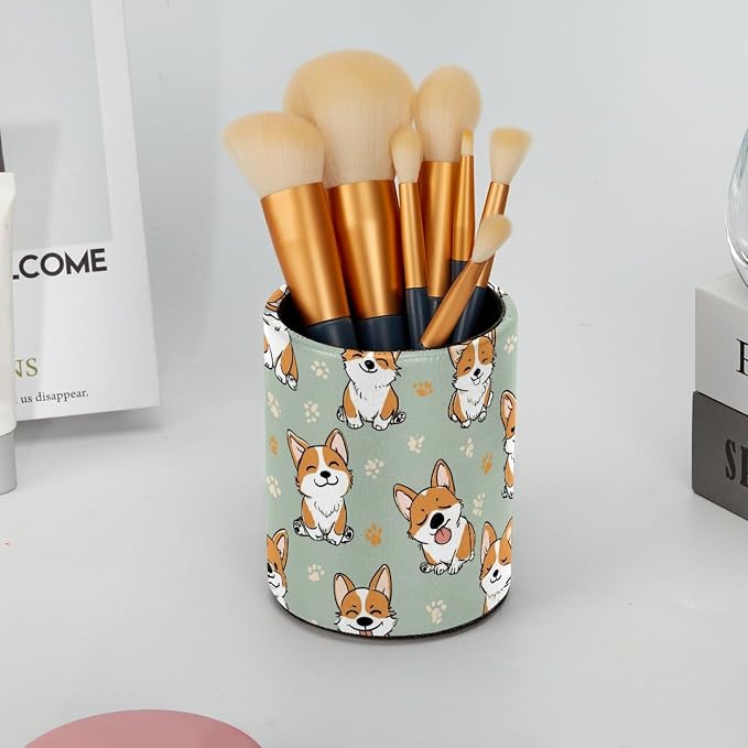 Cute Corgi Pen Holder, Pencil Cup Marker Brush Holder Desk Storage Case, Desktop Organizer for School Office Home Supplies