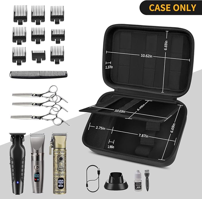 Boobowl Barber Accessories Bag for Clippers and Supplies, Hair Clipper Box | Portable Mens Clipper Storage Holder Organizer for Hair Cutting, Guard Grooming Kit and Barbers Supplies (Bag Only) -Black