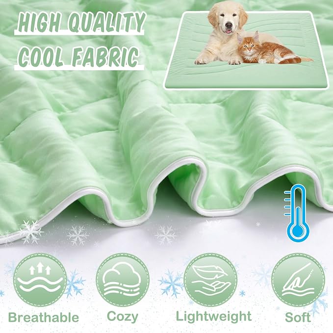 SmoothNovelty 2 Pack Cooling Blankets for Large Dog, 59 x 47 Inch Cooling Dog Mat with Storage Bag, Breathable Summer Cold Pet Blanket Lightweight Washable Pet Throw for Hot Weather Sofa Bed
