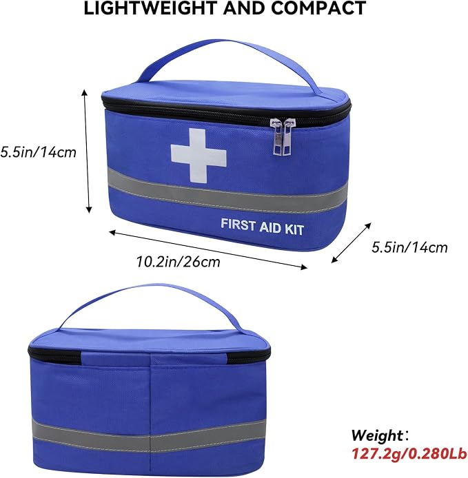 Faylapa Empty First Aid Bag, 10.2x5.5x5.5 inches Portable Outdoor First Aid Medical Storage Bag, Multi-Function Emergency Medicine Storage Organizer for Home Outdoor Travel Car Camping Hiking