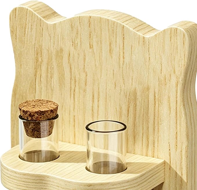 Cat Holder - Decorative Double Tube Storage with Cork Stopper | Miniature Vase Keepsake Container for Pet Hair Collection, Desk Car Garden Office Desktop Decor