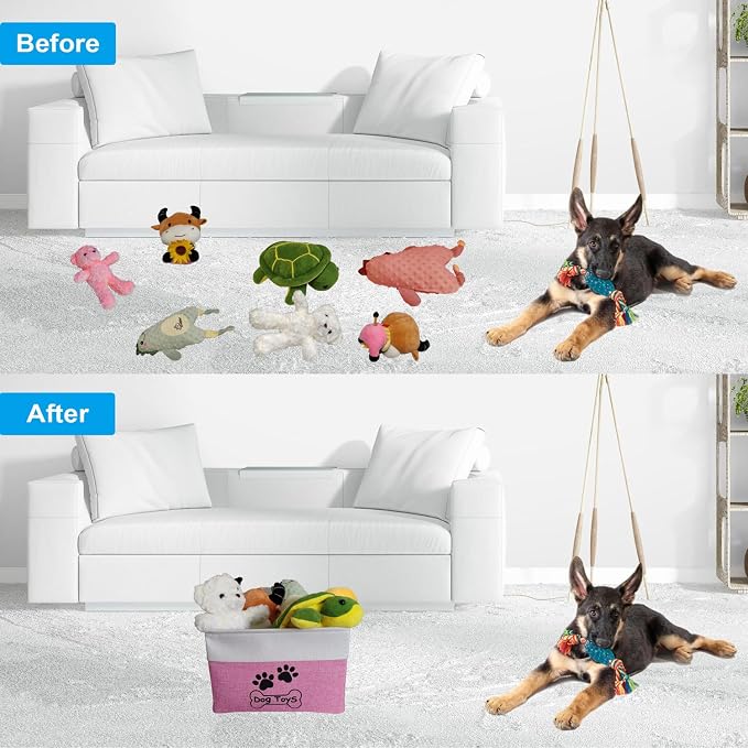 Dog Toy Basket Collapsible Dog Toy Box Foldable Dog Toy Bin for Dog Chew Toys