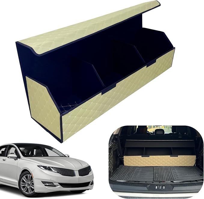 Car Trunk Organizer for For Lincoln MKZ - Custom Fit,Easy Installation，Large Space Outdoor Trunk Organizer with Leather,Hook and Loop Fastener,4-Layer Cover,For Lincoln MKZ 2013-2020