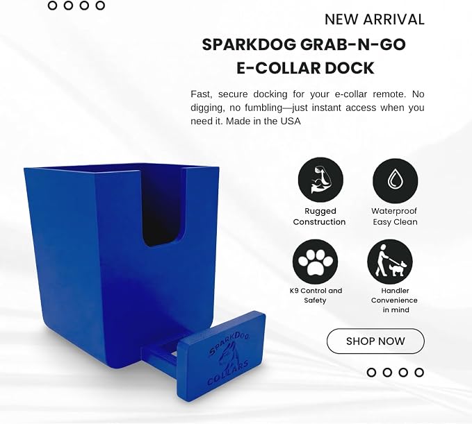 SparkDog GrabNGo E-Collar Dock, Fits Large RuffLand (Navy, Standard) | Crate-Mounted Holder for E-Collar Remote & Strap, Durable K9 Accessory for Dogs, Made in USA
