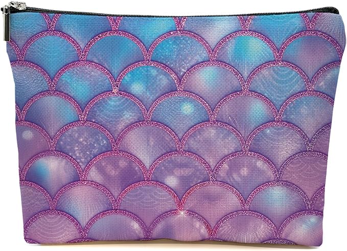 JIUWEIHU Mermaid Gifts Makeup Bag, Mermaid Coastal Ocean Beach Cosmetic Bag | Travel Toiletry Bags Makeup Pouch for Women Girls Friends Sisters Wife Niece Daughter Christmas Graduation Birthday Gifts