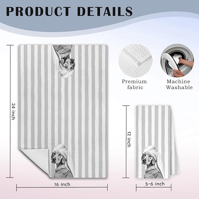 Funny Golden Retriever Bathroom Hand Towels, Gifts for Golden Retriever Lovers, Funny Dog Hand Towels for Bathroom Washroom Restroom, 16x24 Inch Set of 2