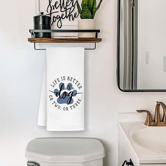 Dog Themed Gifts Kitchen Towels 16'24', Dogs Mom Gifts for Women, Dog Decorations for The Home, House Warming Gift New Home, Paw Prints Kitchen Tea Hand Towels