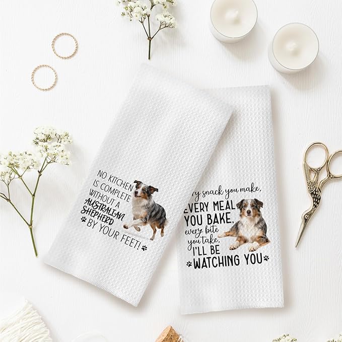 Australian Shepherd Dog Kitchen Towels Set - Australian Shepherd Gifts for Dog Lovers Women, Dogs Hand Towels Dish Towels Decor, 16x24 Inch,Set of 2