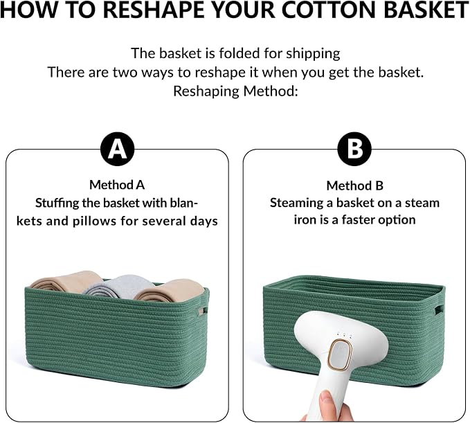MiniArk Large Storage Baskets for Organizing, 17 x 13 x 7.5” Closet Shelf Baskets for Clothes Blanket Towels, Baby Nursery, Toy Bins Box, Woven Rope Baskets, 4 Packs Green
