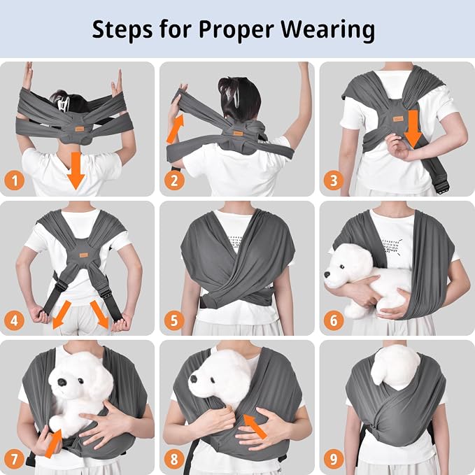 Swaddle Dog Sling Carrier for Small Dogs, Front Pet Sling Carrier Chest,Hands Free Adjustable Cat Sling Carrier Soft Cotton Reducing Pain Puppy Sling Carrier for Small Pet Up to 10lbs (Dark Gray)
