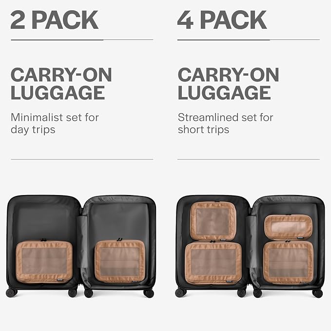 Compression Packing Cubes for Travel, 2-Pack, Mocha | Solves overpacking, 2-Piece set fits most carry-ons, 50% Space savings, Compression luggage organizer bags