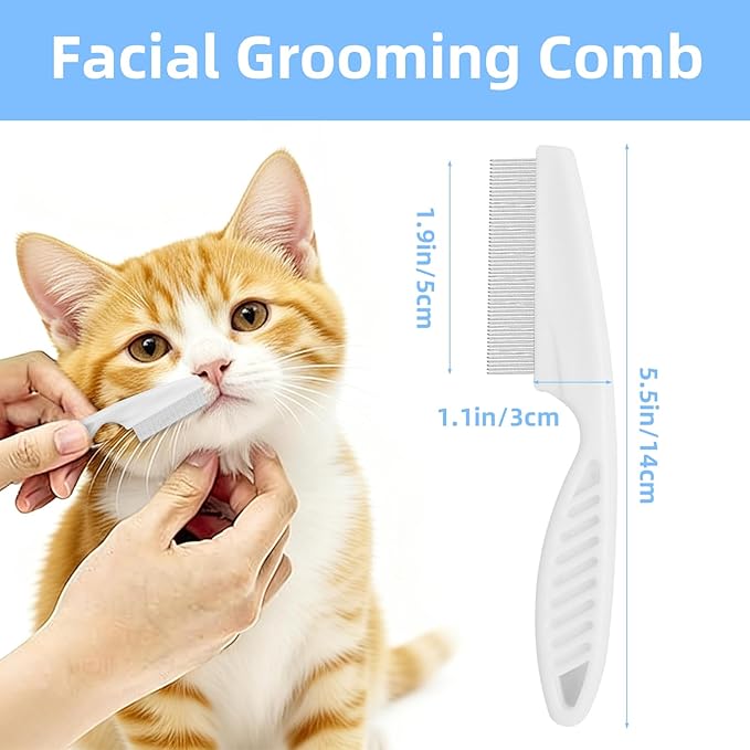 3Pcs Pet Grooming Comb Kit, Blue Deshedding Brush & Metal Comb & Tick Removal Comb for Dogs, Cats and Horses, Pet Flea Comb for Detangling and Dematting Long, Matted Fur on Goldendoodles Poodles