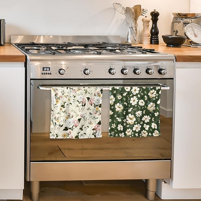 Plant Kitchen Towels Set of 2 - Spring Kitchen Towels fo Drying, Absorbent Microfiber Dish Towel 17x26 Inch, Plant Lover Gifts for Women, Plants Mom Gifts, Decorative Kitchen Towel