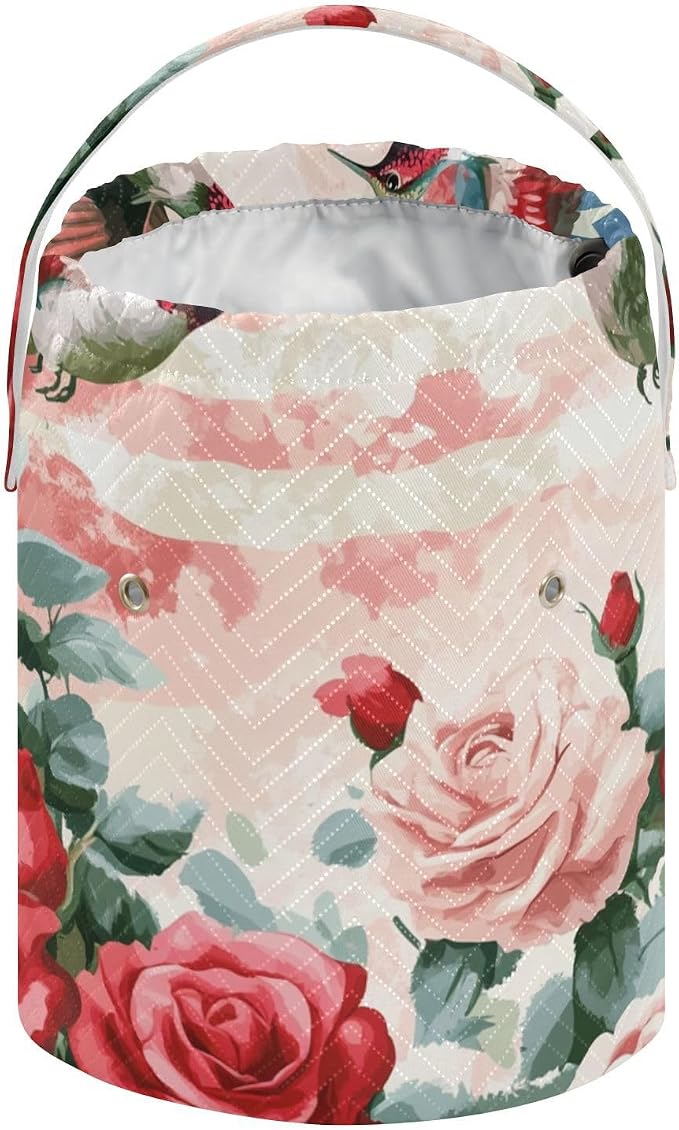 Tatenale Crochet Bag Yarn Bag Knitting Project Bag with Pockets and Handle Portable Yarn Storage Organizer Tangle Free 8.3x11 InchPatriotic Red Roses and Hummingbirds38