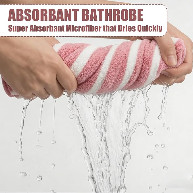 Fast Drying Dog Bath Robe, Super Absorbent Stripes Dogs Towel, Adjustable Warm Keeping Pet Puppy Bath Supplies (Red, M)