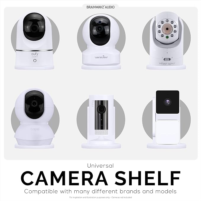 Adhesive Baby Monitor & Security Camera Wall Mount Holder Shelf for Eufy Wyze Nanit Infant Optics Wansview Blink TP Link Kasa Ring & More, Easy to Install Bracket, Reduce Blind Spots & Clutter (W03)