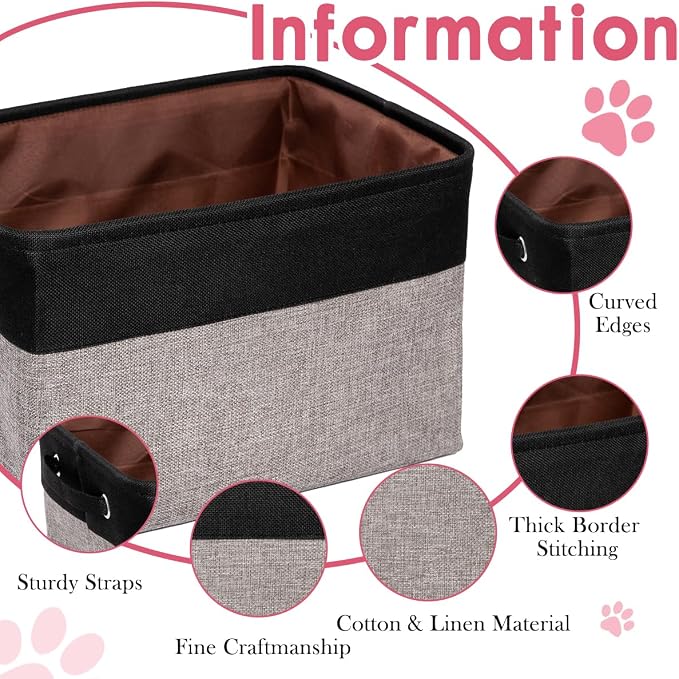 Ulico Personalized Dog Toy Storage Basket, Collapsible Pet Storage Organizer Box with Handles, Custom Dog Toy Bin with Pet's Name Cat Toy Storage Gift for Dog Lovers（Black）