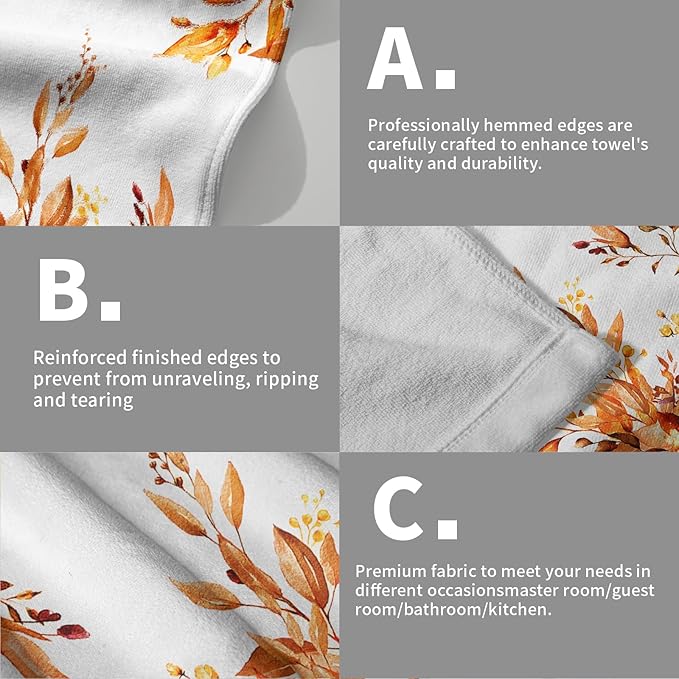 Giwawa Orange Eucalyptus Hand Towels Set of 2 Sage Leaves Soft Absorbent Small Bath Towel Kitchen Dish Guest Towel for Bathroom Hotel Gym Spa